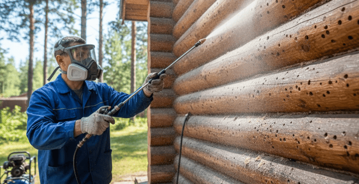 Обработка деревянного дома, бани, сарая от древоточца в Минске и Минском районе